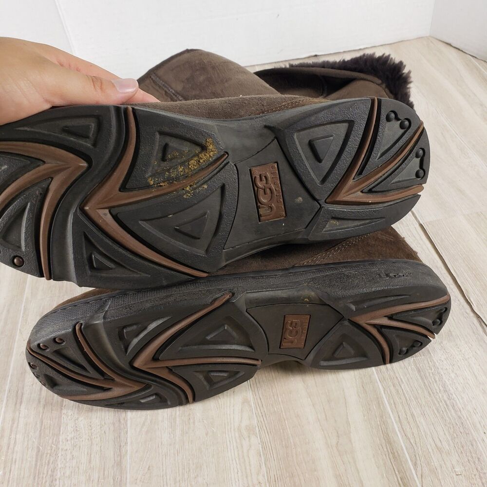 UGG Australia Ultimate Tall Braid 5340 Brown Suede Sheepskin Boots Womens 10W - Picture 7 of 8